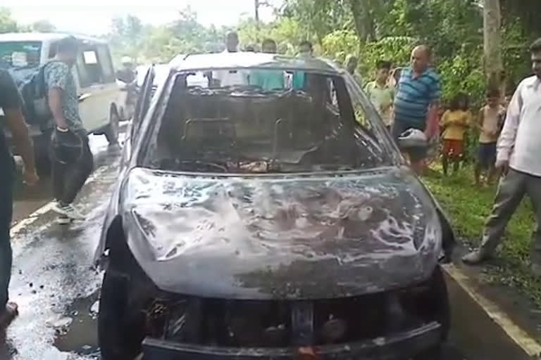 CAR BURNT AT SONARI ROAD