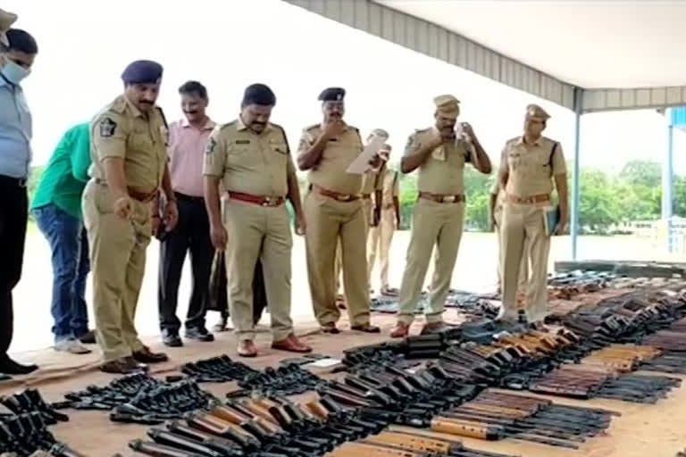 weapons inspection by krishna district sp ravindranathbabu