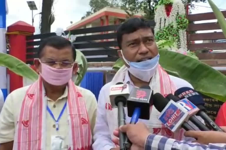 dibrugarh town footpath foundation stone by central minister rameshwar teli