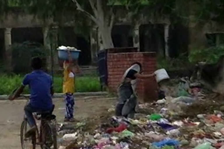 Mountain of garbage in front of government hospital in loharu