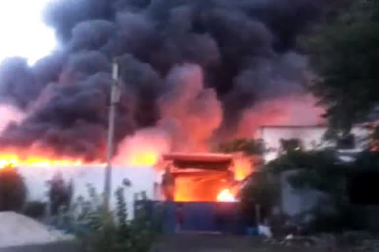 A fire broke out in an electricity store in Karimnagar district