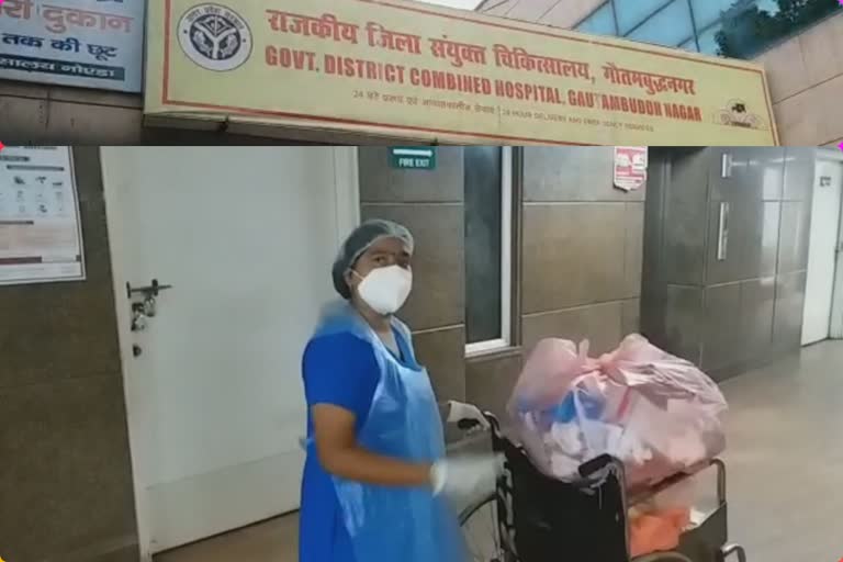 Noida district hospital lift has been spoiled for a month