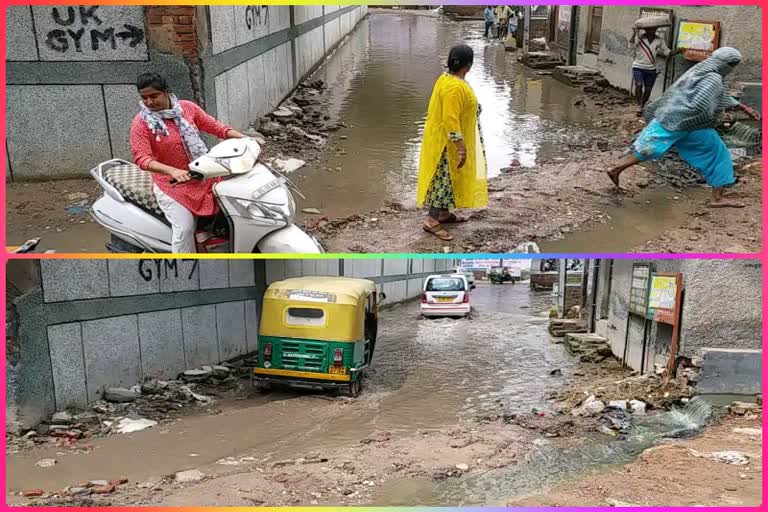 water logging on pump house road burari