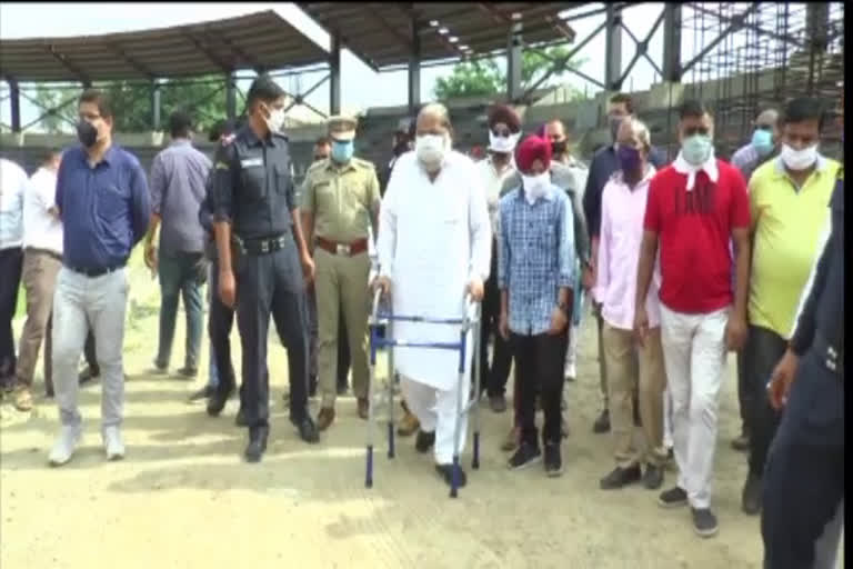 anil vij inspects football stadium in ambala