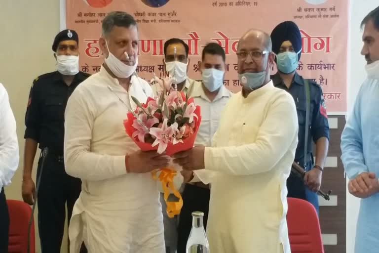 newly appointed gau sewa commission chairman shravan kumar garg takes charge in panchkula