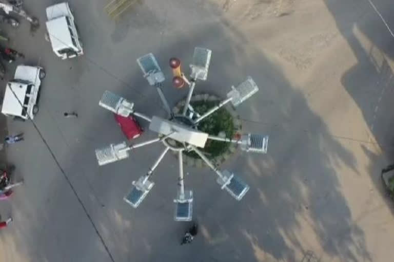 drone camera installed on Vishwakarma Chowk of Paonta Sahib to regulate the traffic system