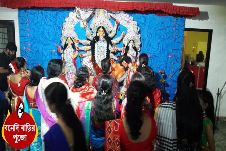 Durga puja of chakraborty bari in siliguri deshbandhu para