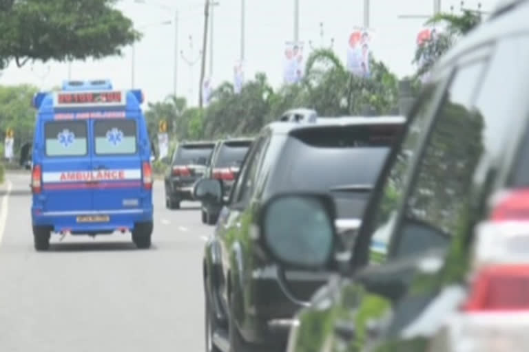 CM convoy leading to ambulance