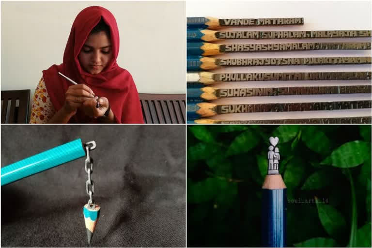 Kerala girl creates wonders in pencil lead carving