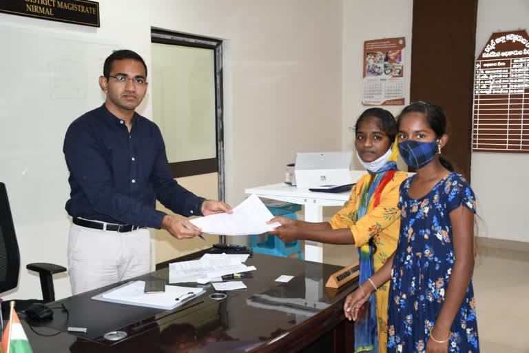 Orphan Girls Request for Hostel Admission to Nirmal Collector