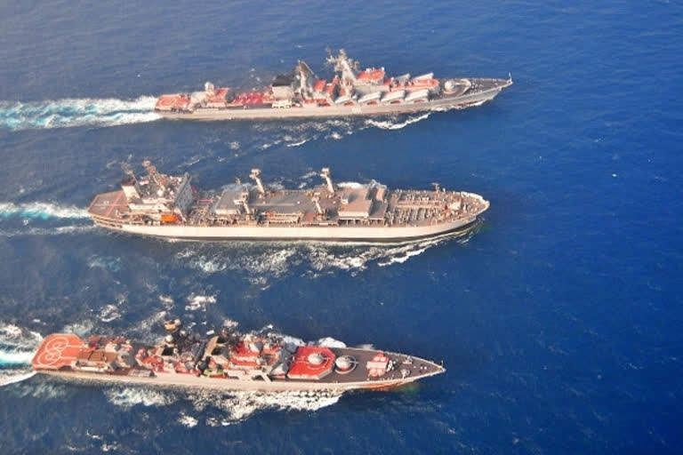 Indian Navy and Russian Navy ships-