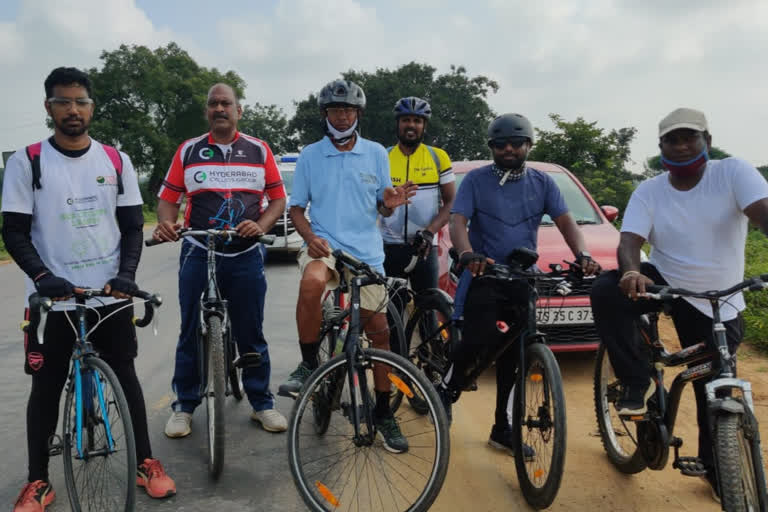 MLRIT Chairman Marri Laxma Reddy cycling in Medak district shivvampet