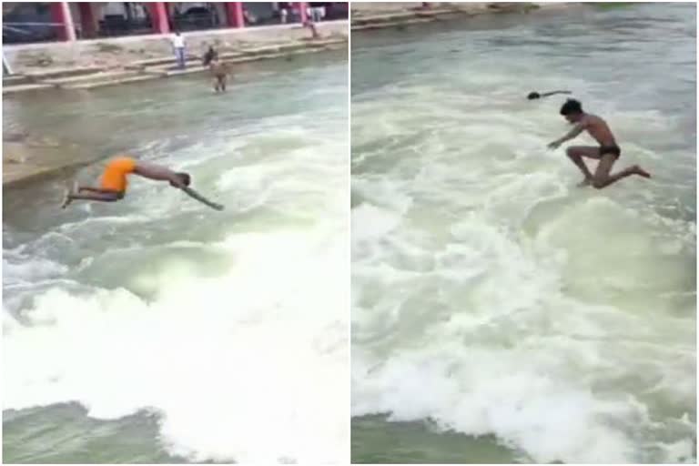 young-men-do-stunts-in-bhairavi-river-of-razrappa-by-risking-life