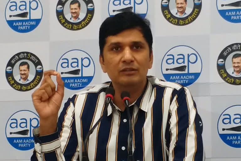 Aam Aadmi Party (AAP) chief spokesperson and MLA Saurabh Bhardwaj during a press conference at party headquarter in Delhi