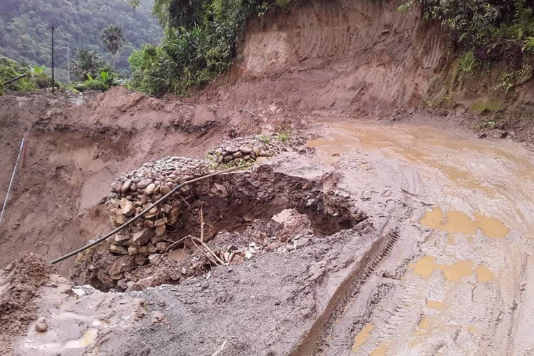 Bad condition of the Indo-China border road in Arunachal Pradesh