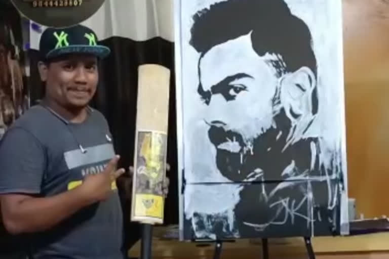 painted the Virat portrait by bat  in davanager