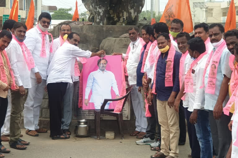 TRS leaders held celebrations in Nirmal district to welcome the new revenue act