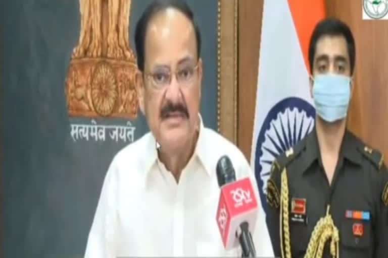 Rajya Sabha Chairman Venkaiah Naidu takes stock of special arrangements during mock session