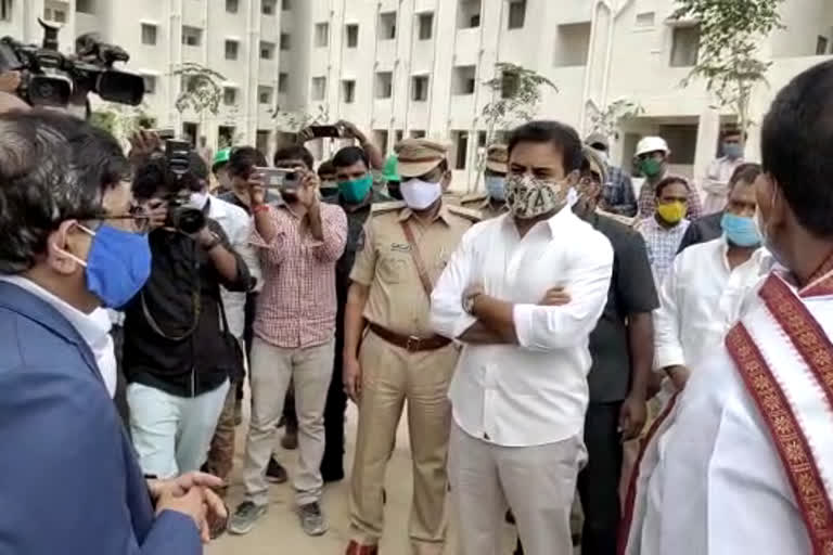 Ministers KTR and Prashant Reddy along with Speaker Pocharam inspected the construction of two bedrooms in Kollur