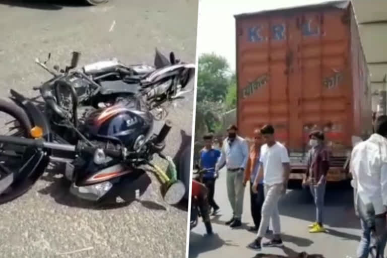 truck accident at metro station in which bike rider lose his one leg in ghaziabad