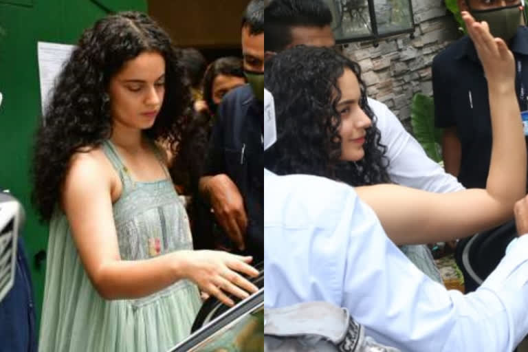 kangana ranaut  kangana ranaut latest news  kangana ranaut arrives at her demolished office  kangana ranaut at her office  tussle with Shiv Sena leader Sanjay Raut