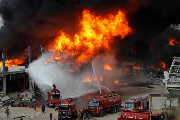 Huge fire Breaks out at beiru port a month after explosion