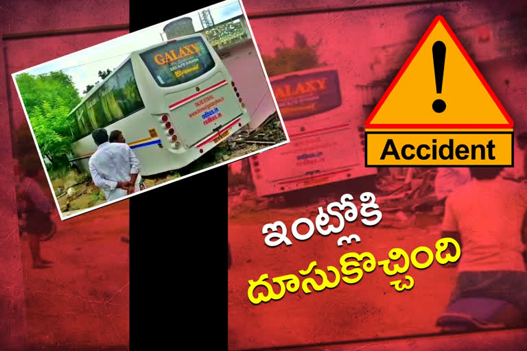 bus crashes into a house in kusumanchi, khammam district