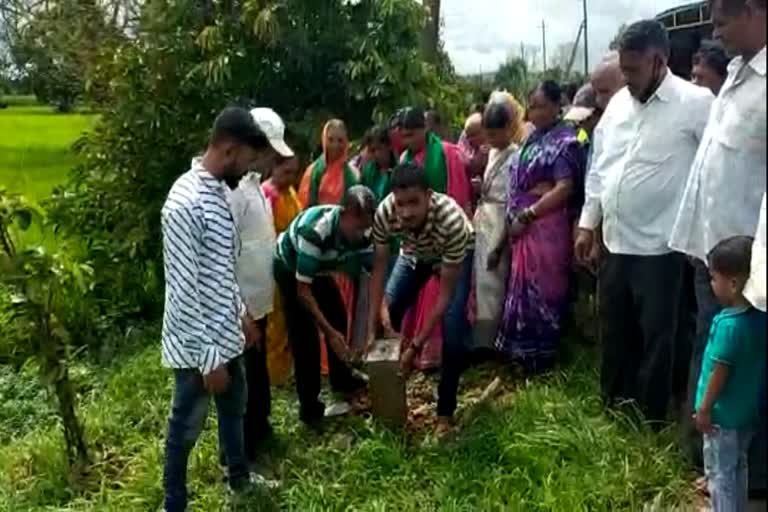 Farmers dumped stones installed by the authorities next to the farm without notice