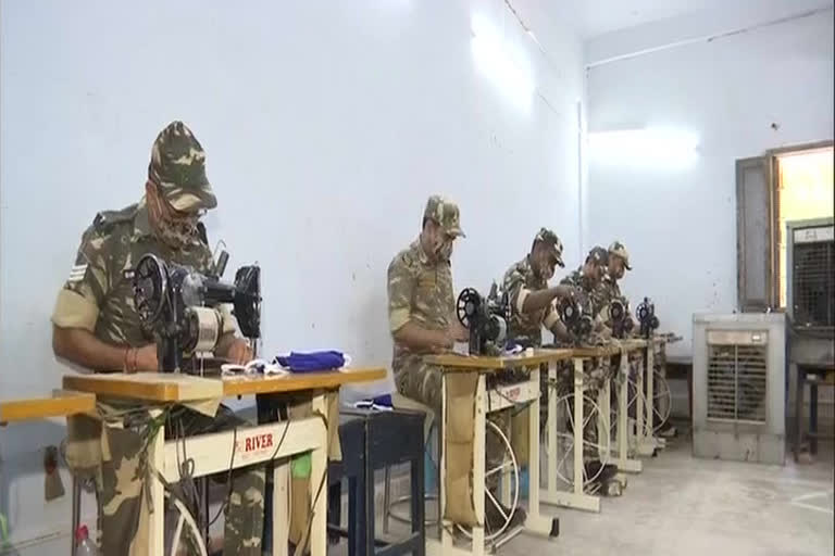 Personnel of CRPF in Jammu are making face masks & protective gear for themselves & the public