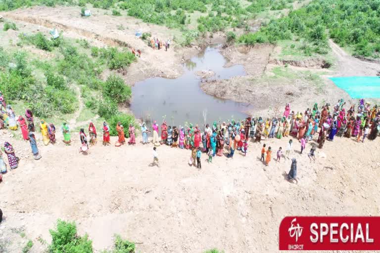 Women dug mountain for water