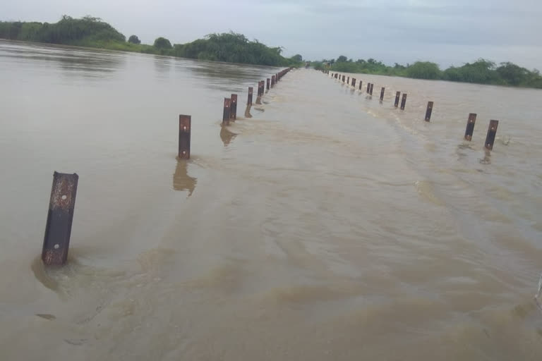 kundhoo river flowing flood in panyam kurnool district