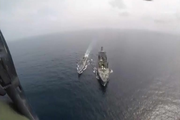 Indian warship undertakes refuelling with US Navy tanker in Arabian Sea