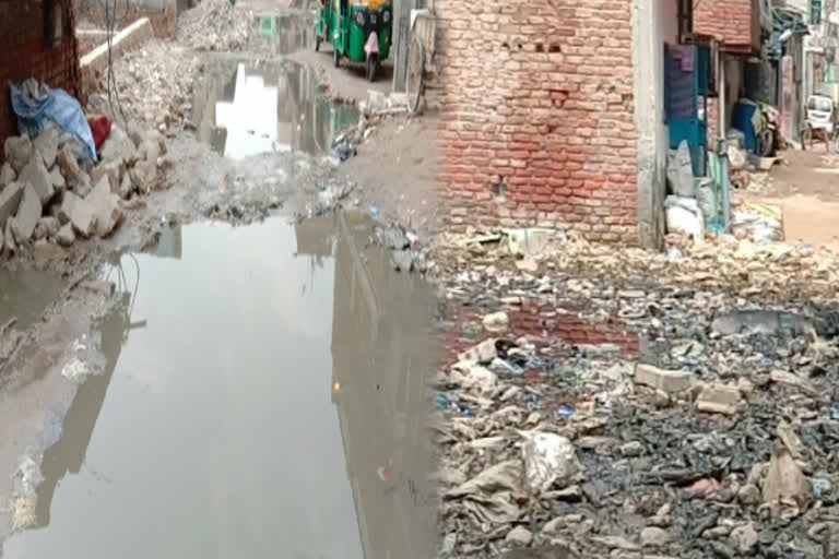 people facing problem due to waterlogging and litter