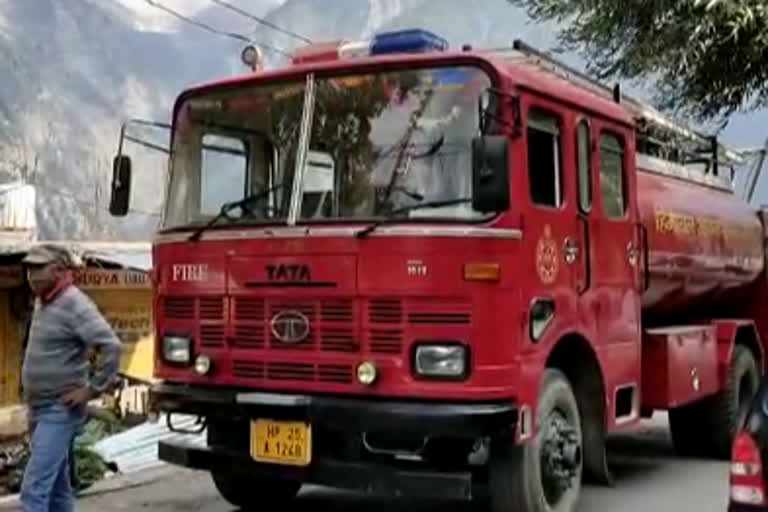 A fire in a house room in Rekongpo of Kinnaur