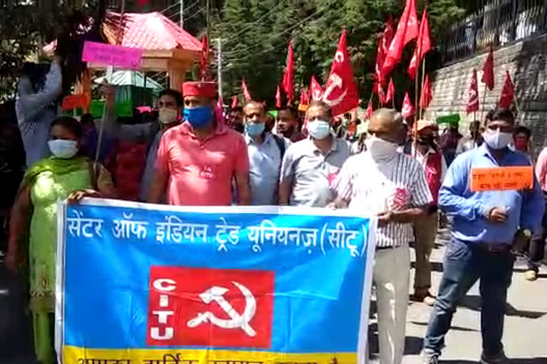 CITU protest against Himachal government in Shimla