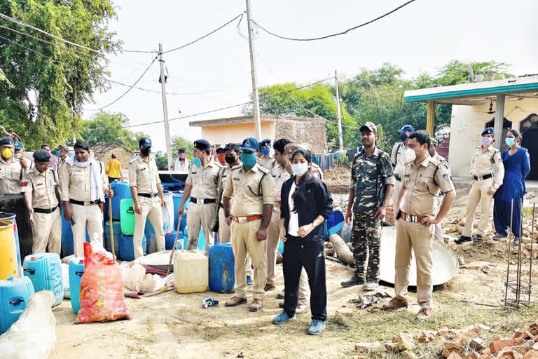 Police and Excise Department joint raids on illegal liquor shops