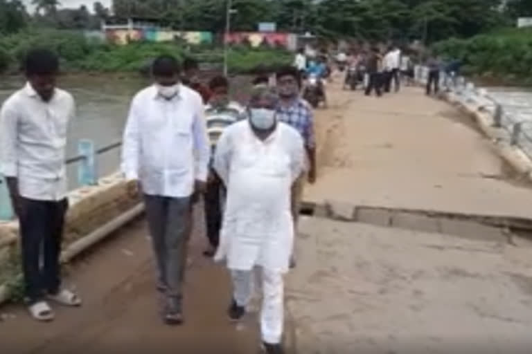 Jyotula Nehru inspected the Cause way Bridge in Appanna Palem,