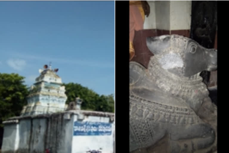 Nandi destruction at Kashi Vishweshwara Swamy Temple at krishna district