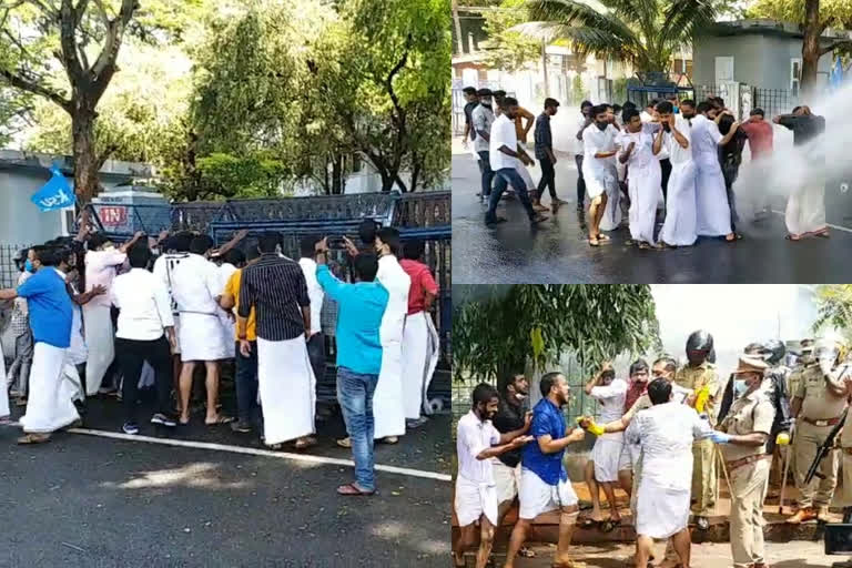 kollam collectorate  ksu protest  ksu protest news  ksu protest latest news  കൊല്ലത്തെ കെഎസ്‌യു മാര്‍ച്ചില്‍ സംഘര്‍ഷം  കെഎസ്‌യു മാര്‍ച്ചില്‍ സംഘര്‍ഷം  കെഎസ്‌യു മാര്‍ച്ച്  demanding kt jaleel resignation