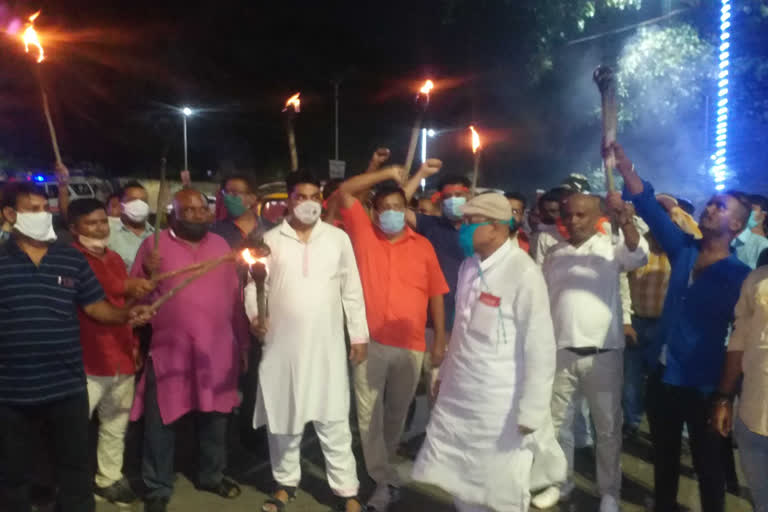 Procession against railway privatization in jamshedpur