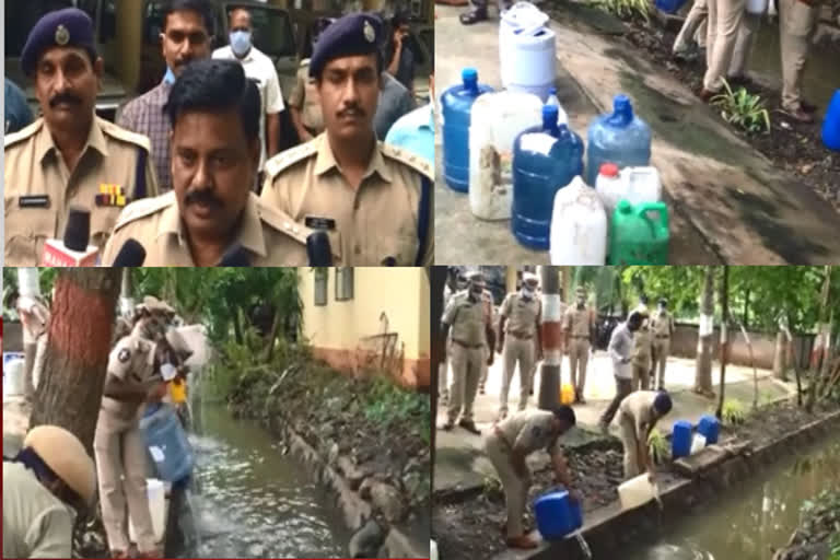 760 liters of seized natusara during the raids was disposed of in drainage