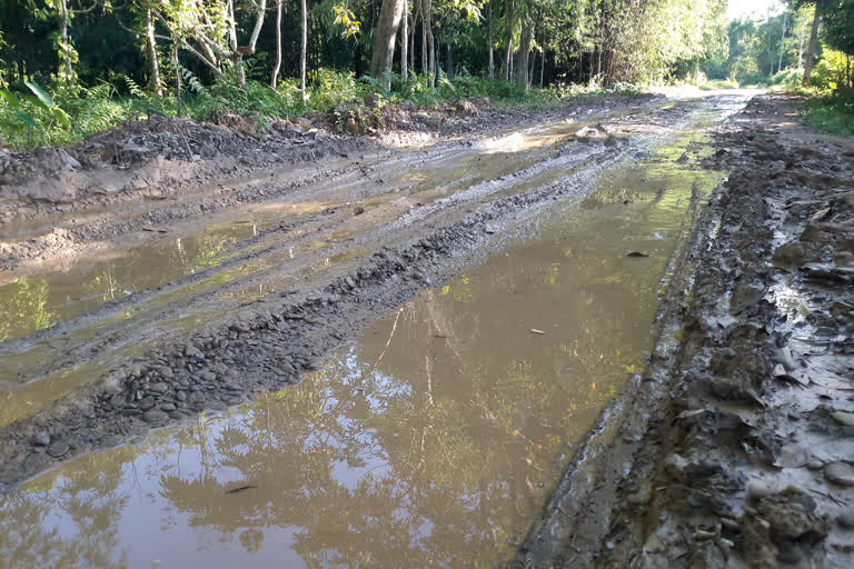 Poor condition of PWD road in Teok