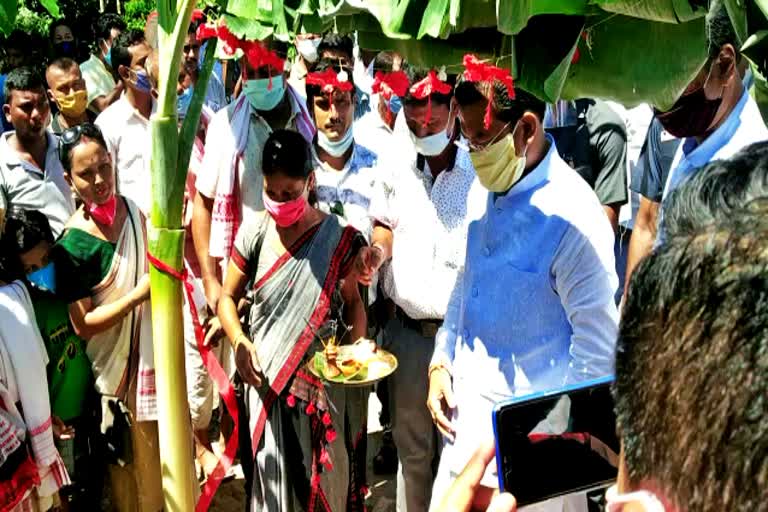 Minister Naba kumar Doley lay foundation stone in Lakhimpur