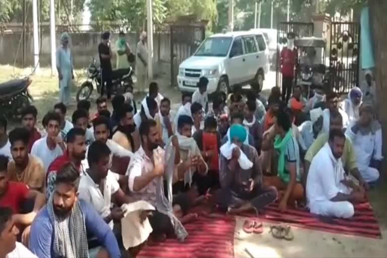 jakhal farmers sitting on dharna against electricity department in Fatehabad