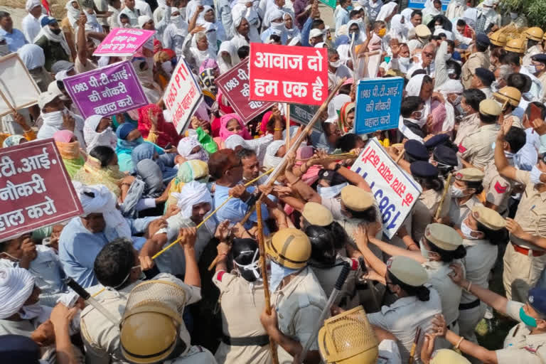 pti teacher protest in bhiwani