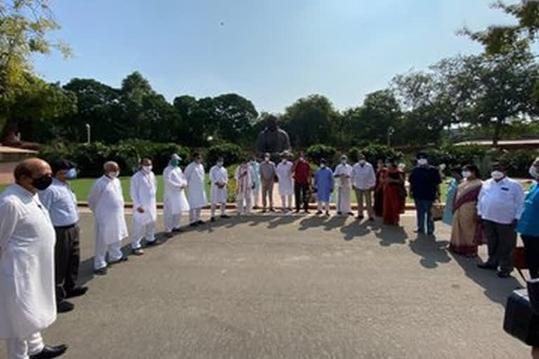 Oppn members in Rajya Sabha stage walkout