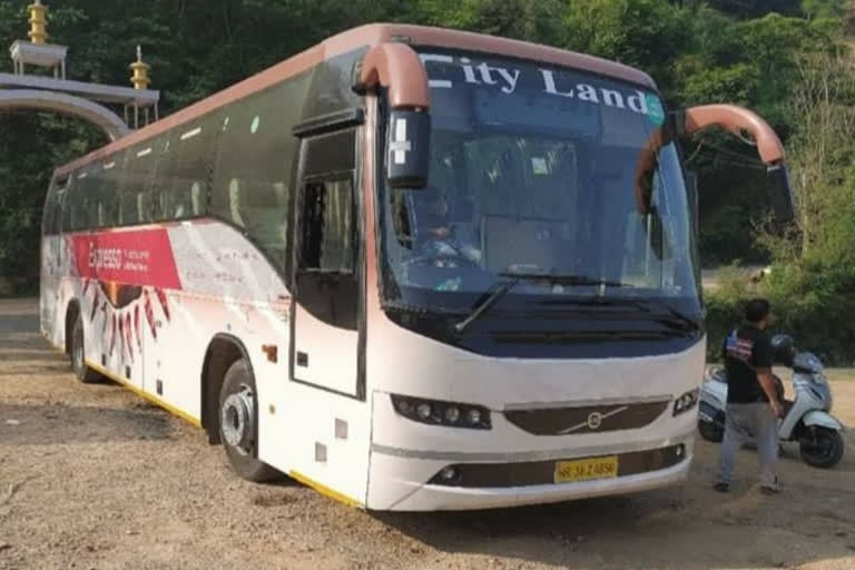 6 Volvo buses seized at Swarghat upon entering in himachal without permission