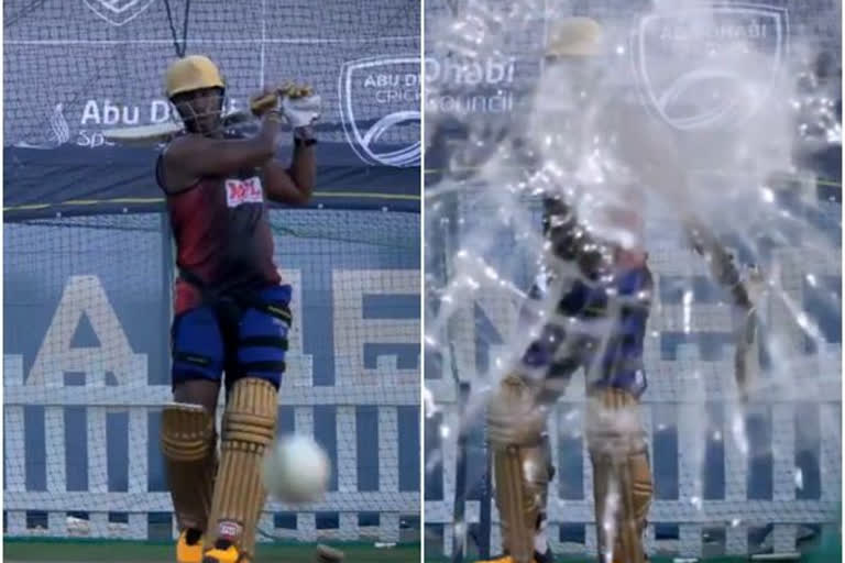 Dre Russ-storm loading! KKR batsman's shot in nets shatters camera glass during net session - Watch