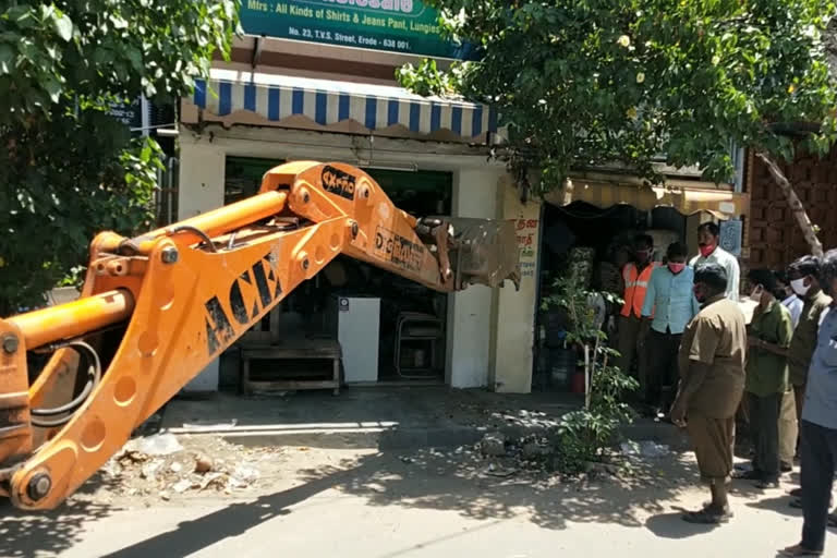 Removal of encroachments in erode city shopping area