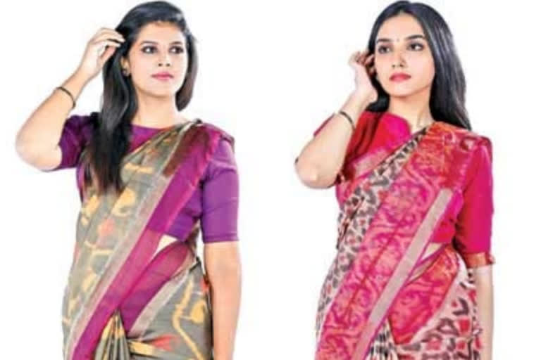 women favorite silk cotton sarees with ikkath patterns